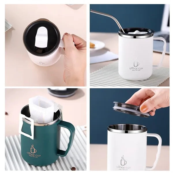 17oz Double Wall Insulated Coffee Mug with Handle and Lid