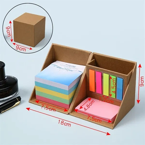 Multi-Function Sticky Note Set With Pen Holder