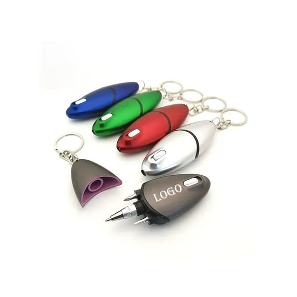 Multi Tool Keychain With Ballpoint Pen Led Screwdriver