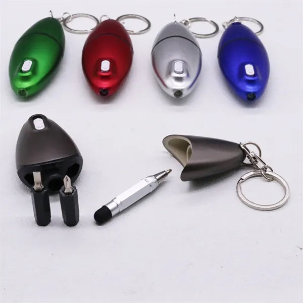 Multi Tool Keychain With Ballpoint Pen Led Screwdriver