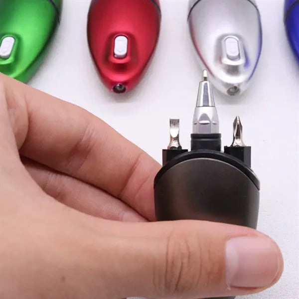 Multi Tool Keychain With Ballpoint Pen Led Screwdriver