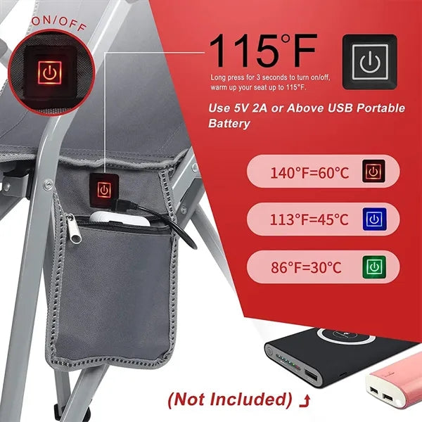 Portable Folding Outdoor Camping Chair with USB Heating