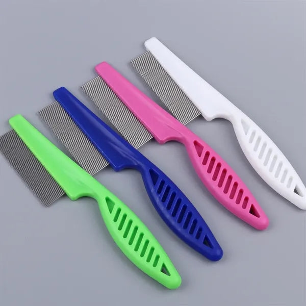 Stainless Steel Pet Comb With Plastic Handle