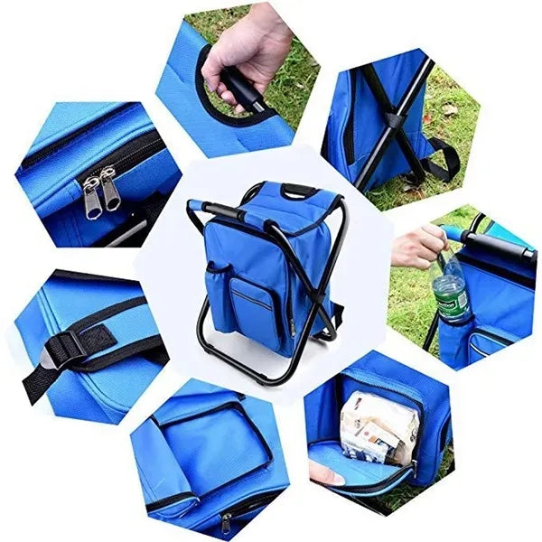 Backpack Foldable Chair With Cooler Bag