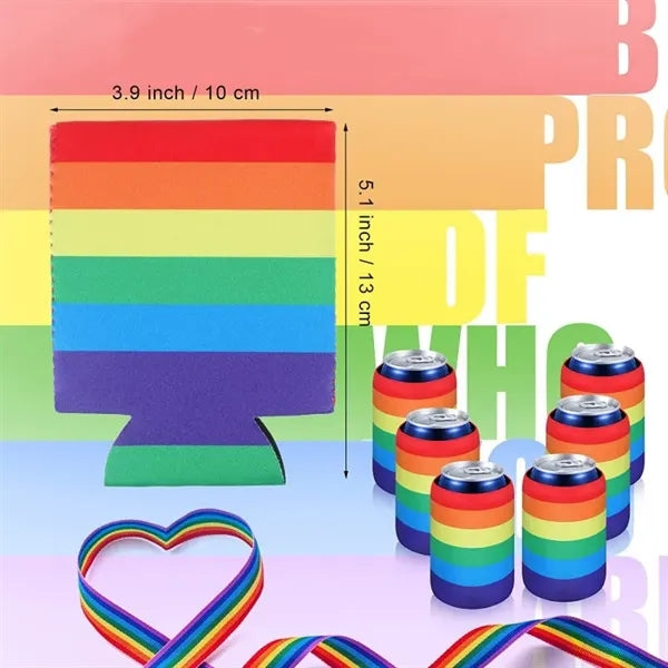 LGBT Pride Rainbow Collapsible Foam Can Cooler Sleeve