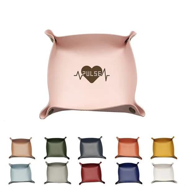 Foldable PU Leather Desk Sundries Storage Tray