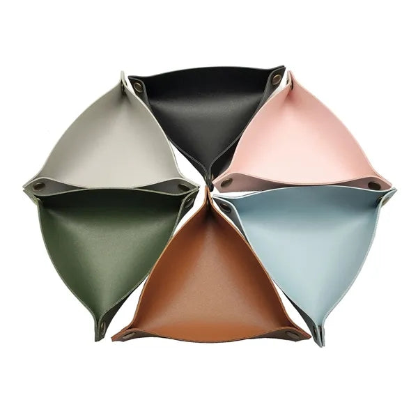 Foldable PU Leather Desk Sundries Storage Tray