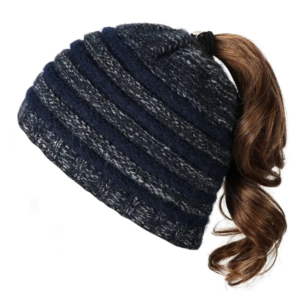 Warm Knit Ponytail Hat