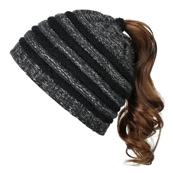 Warm Knit Ponytail Hat