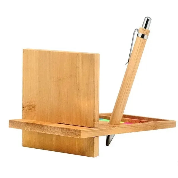 Bamboo Desk Organizer with Phone Stand and Sticky Notes