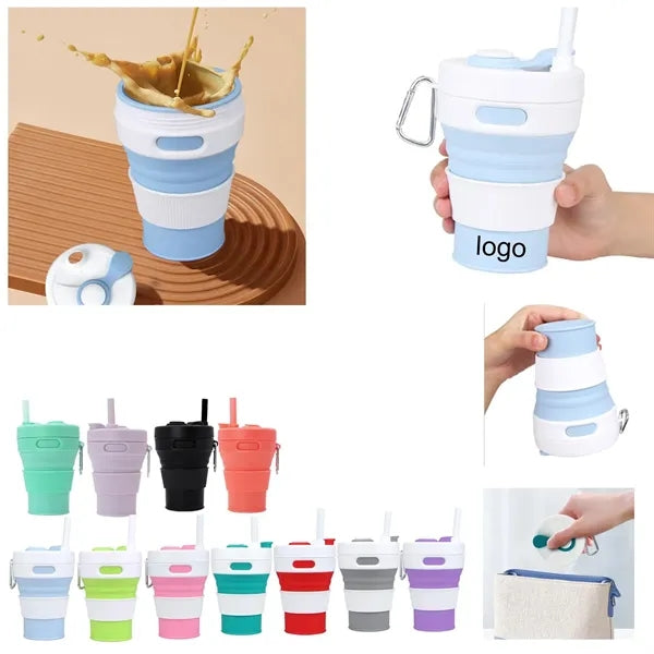 Collapsible Camping Cup with Straw