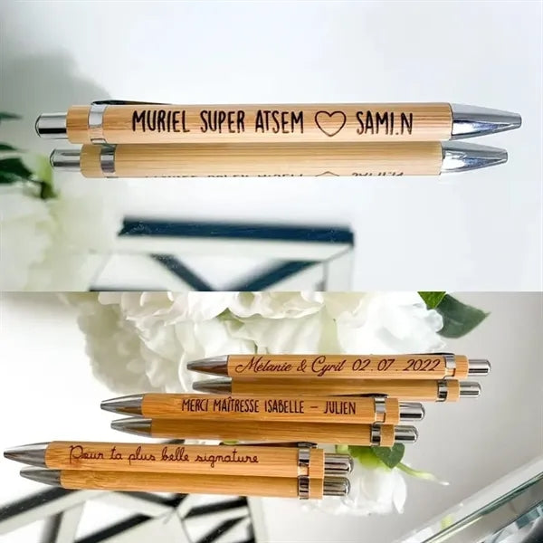 Bamboo Retractable Ball Pens