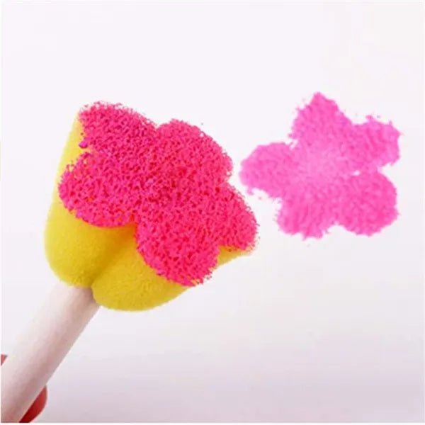 Round Mini Painting Sponge Brush Set with Wooden Handle