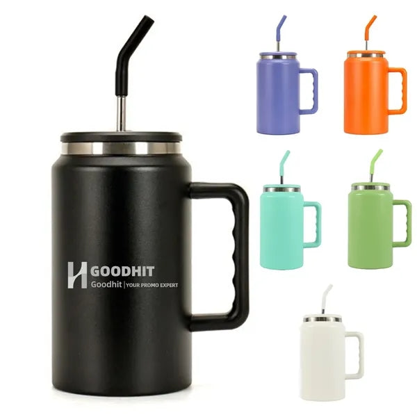 50oz Insulated Stainless Steel Tumbler with Handle and Straw