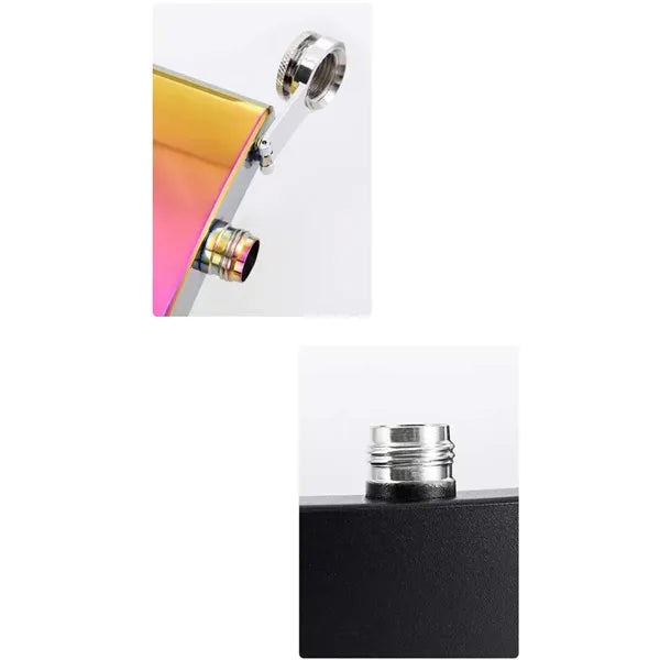 Portable Rainbow Colored Whiskey Wine Pot 8oz Hip Flask Set