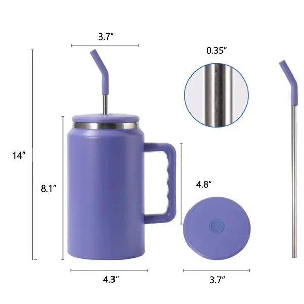 50oz Insulated Stainless Steel Tumbler with Handle and Straw