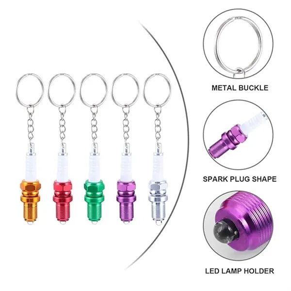 Spark Plug Keychain with LED Light