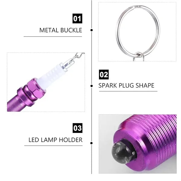 Spark Plug Keychain with LED Light