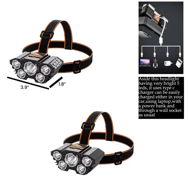 Rechargeable Headlamp w/ 5 LEDs
