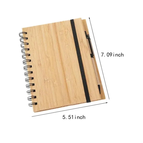 Eco-friendly portable durable writing coil bamboo notebook