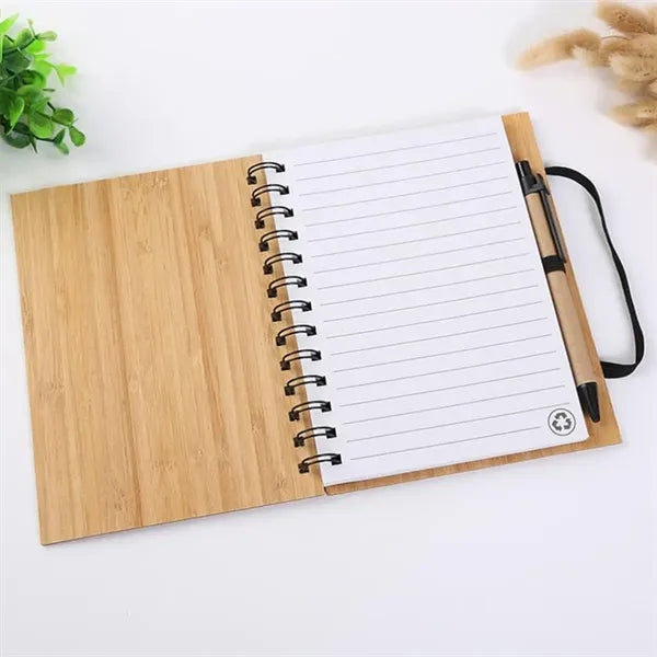 Eco-friendly portable durable writing coil bamboo notebook