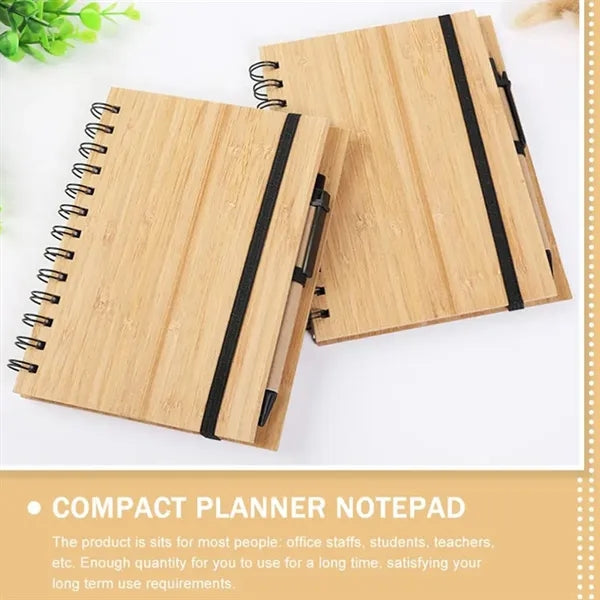 Eco-friendly portable durable writing coil bamboo notebook