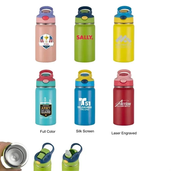 12 oz Insulated Stainless Steel Kids Bottle With Straw Lid