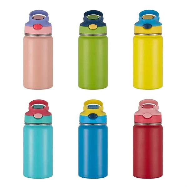12 oz Insulated Stainless Steel Kids Bottle With Straw Lid