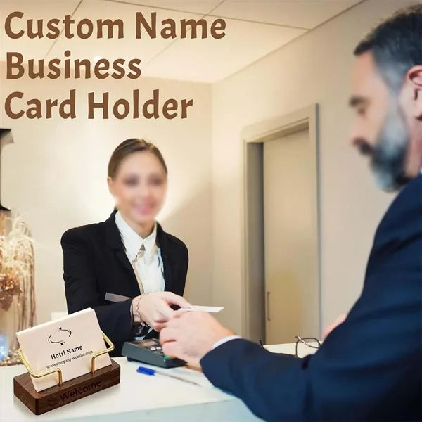 Office Supplies Wooden Desk Business Card Holder Display