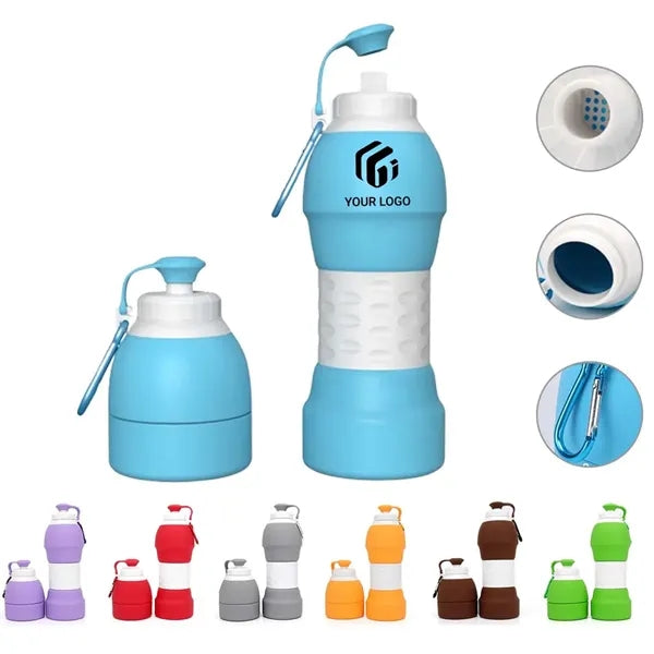 Leakproof Collapsible Silicone Water Bottle with Carabiner