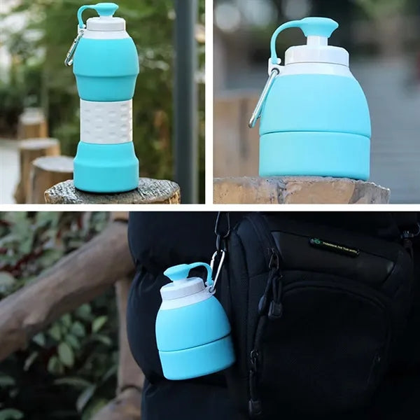 Leakproof Collapsible Silicone Water Bottle with Carabiner