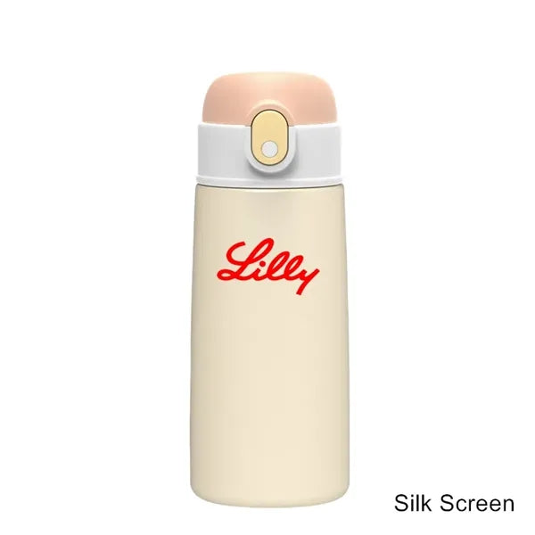 16 oz Kids Insulated Cartoon Water Bottle With Straw