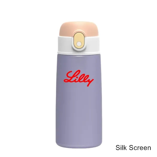 16 oz Kids Insulated Cartoon Water Bottle With Straw