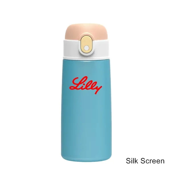 16 oz Kids Insulated Cartoon Water Bottle With Straw