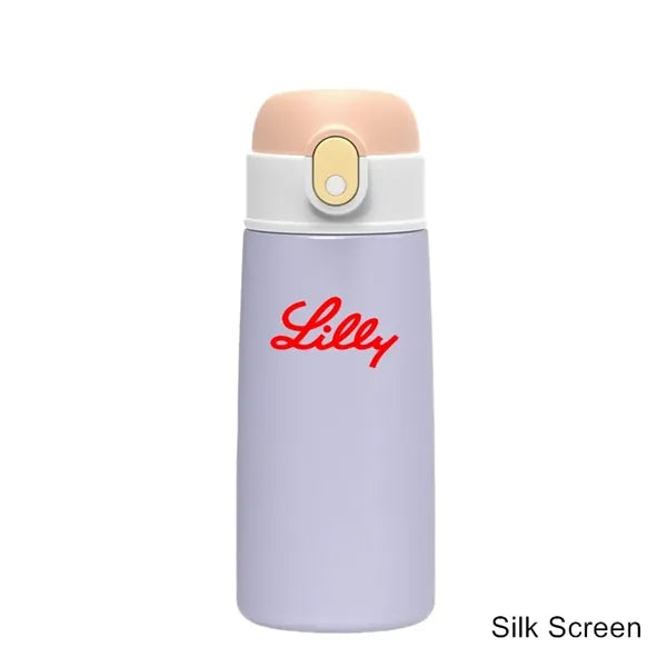 16 oz Kids Insulated Cartoon Water Bottle With Straw