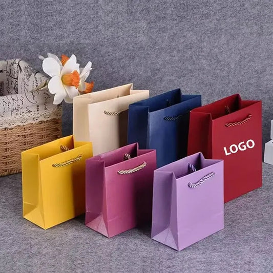 Paper Gift Bags with Cotton Handle 5 1/8" x 6 3/8" x 2 3/4"
