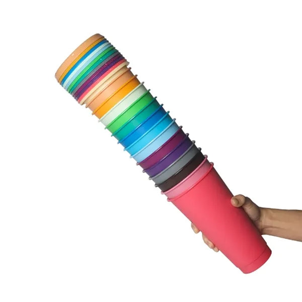 Solid Color Simple Flat Cap Straw Plastic Cup