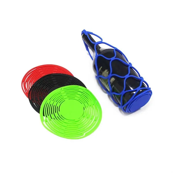 2 in 1 Foldable Silicone Wine Bottle Carrier Cup Coaster