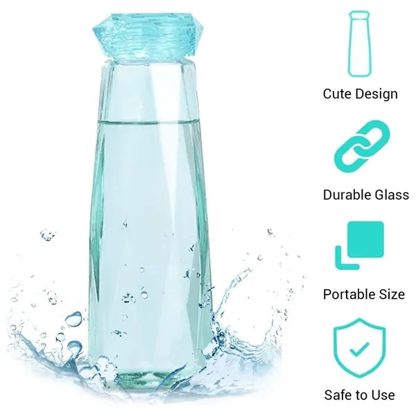 Clear Diamond Shaped Gift Beverages Glass Water Bottle