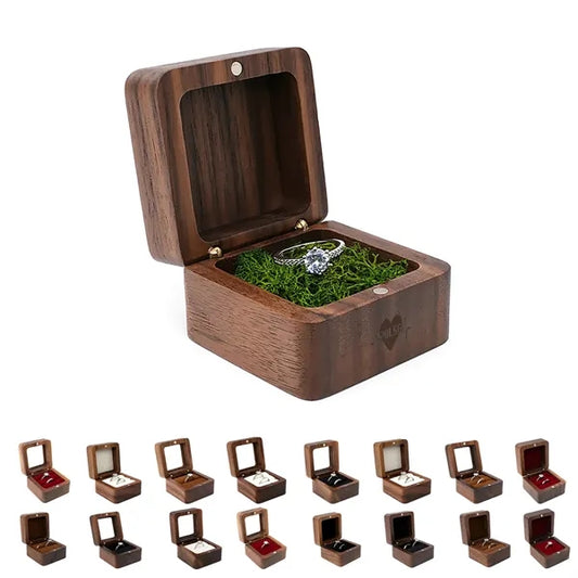 2.16 X 2.16 X 1.37 Inch Flip-Top Wooden Ring Case