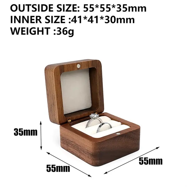 2.16 X 2.16 X 1.37 Inch Flip-Top Wooden Ring Case