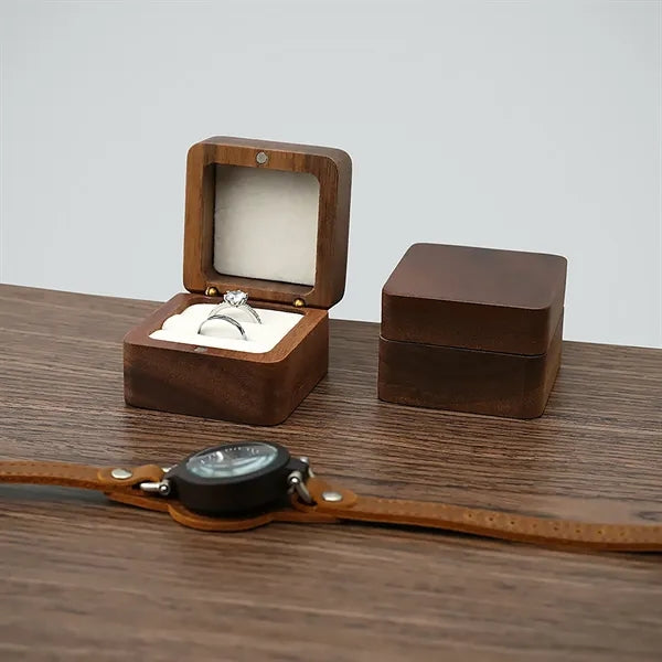 2.16 X 2.16 X 1.37 Inch Flip-Top Wooden Ring Case