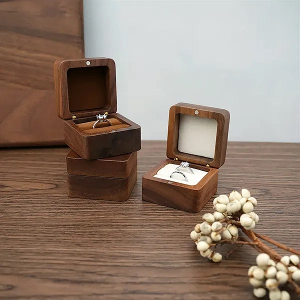 2.16 X 2.16 X 1.37 Inch Flip-Top Wooden Ring Case