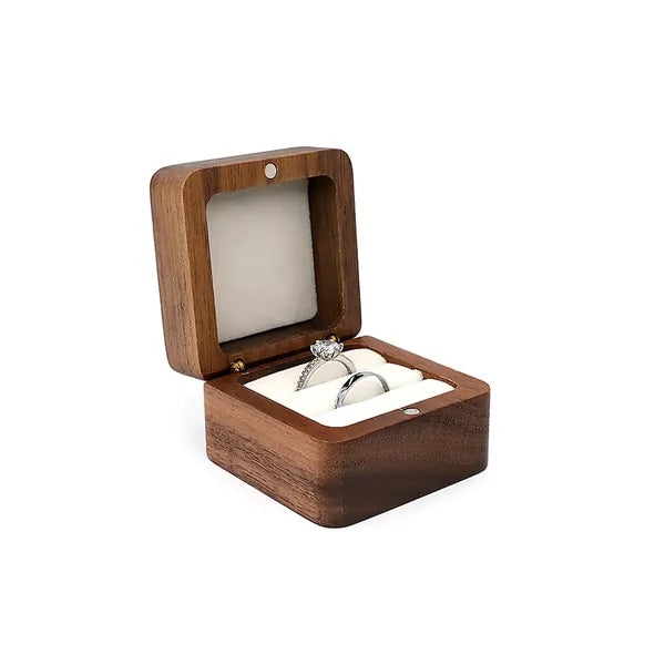 2.16 X 2.16 X 1.37 Inch Flip-Top Wooden Ring Case