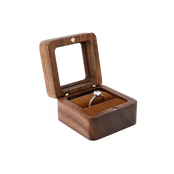 2.16 X 2.16 X 1.37 Inch Flip-Top Wooden Ring Case