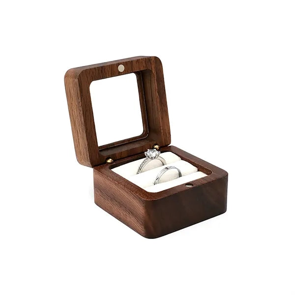 2.16 X 2.16 X 1.37 Inch Flip-Top Wooden Ring Case