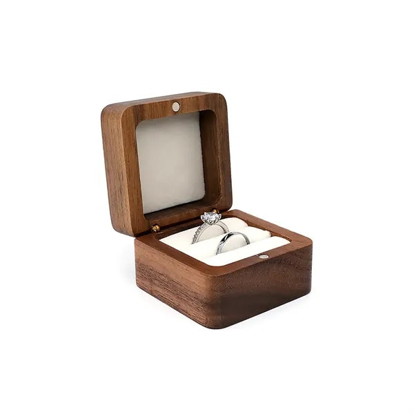 2.16 X 2.16 X 1.37 Inch Flip-Top Wooden Ring Case