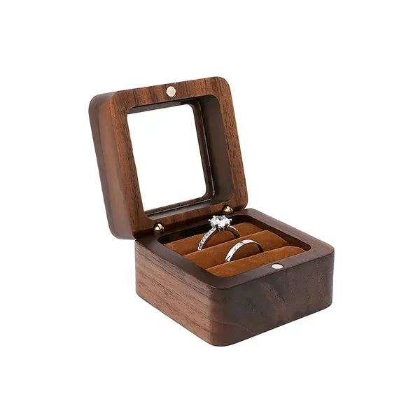 2.16 X 2.16 X 1.37 Inch Flip-Top Wooden Ring Case