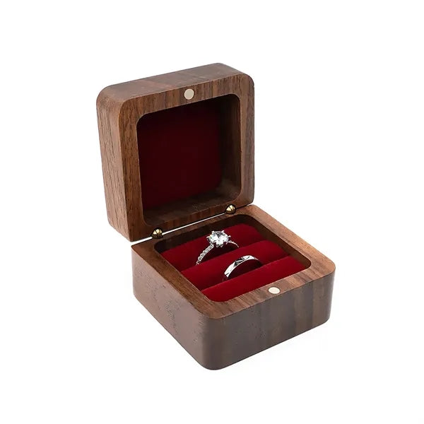 2.16 X 2.16 X 1.37 Inch Flip-Top Wooden Ring Case