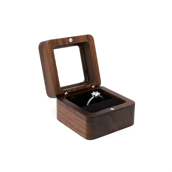 2.16 X 2.16 X 1.37 Inch Flip-Top Wooden Ring Case
